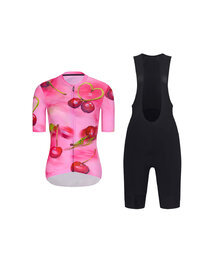 RIVANELLE Cycling short sleeve jersey and shorts - CHERIE - black/pink